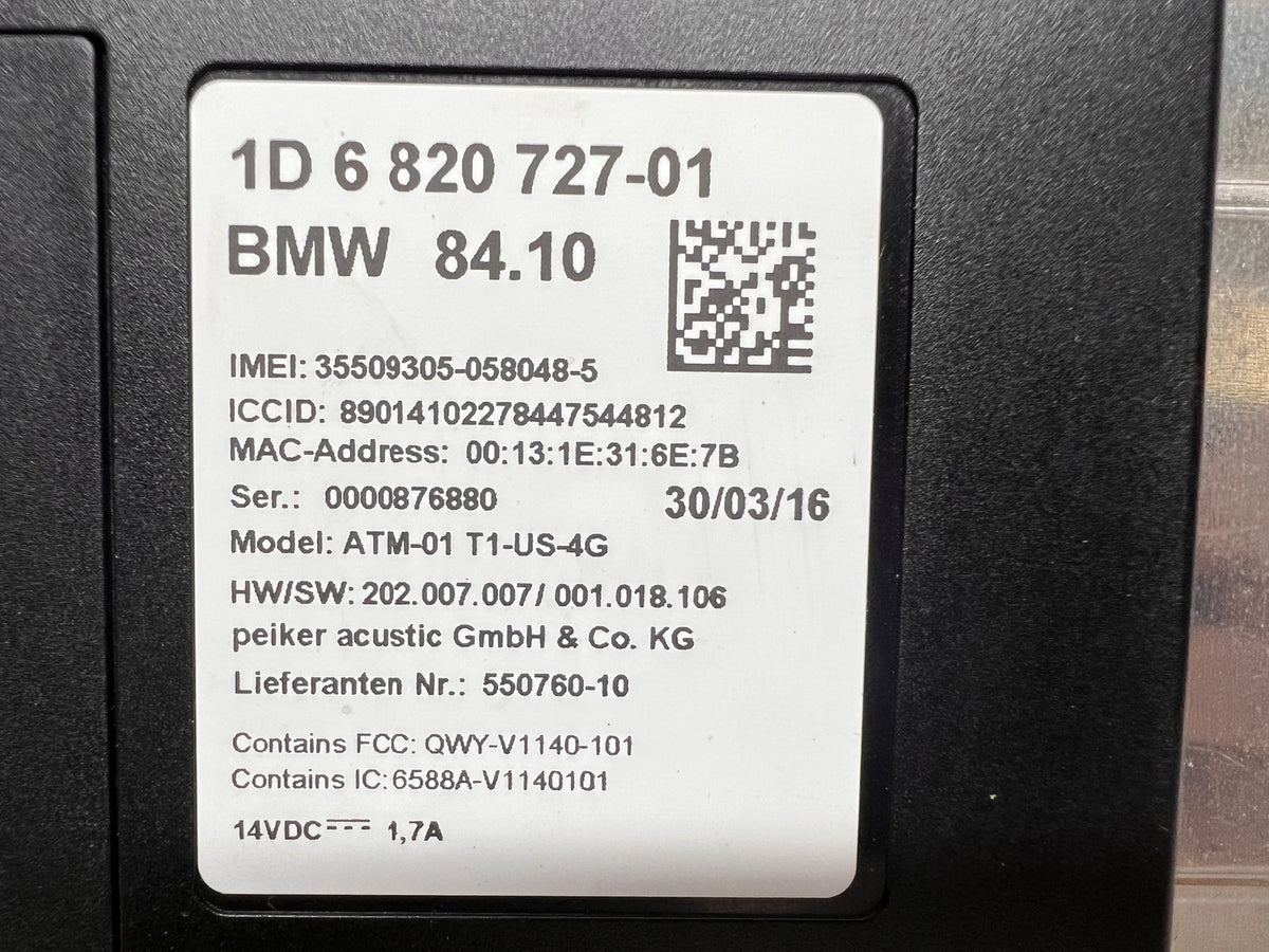 2014-2018 BMW F30 F32 F36 3 4 Series Telematics Control Unit Module OEM 6820727